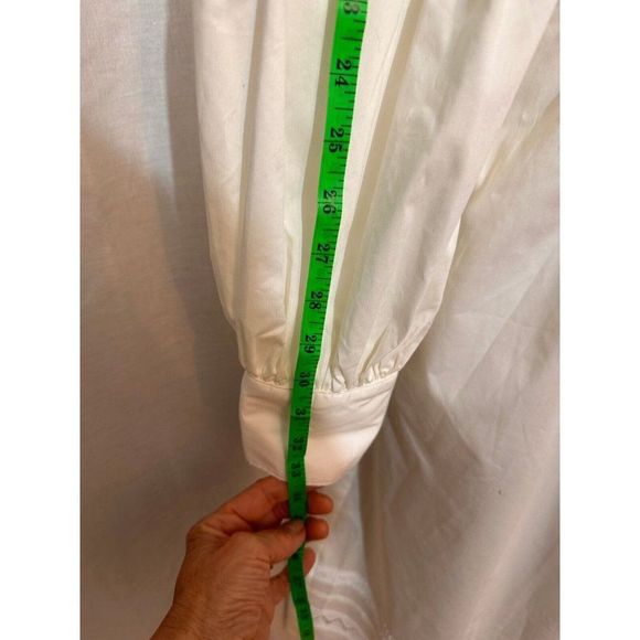 New York & Co White Puff Sleeve WrapBlouse Embroidered Tunic Dress Sz XL #1158 - Picture 9 of 11